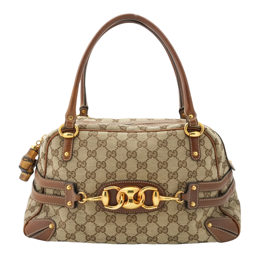 GUCCI GG Canvas Bamboo Shoulder Bag