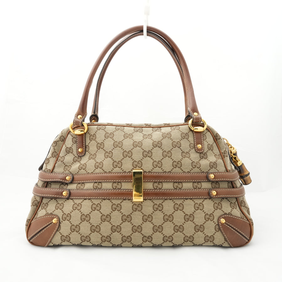 GUCCI GG Canvas Bamboo Shoulder Bag