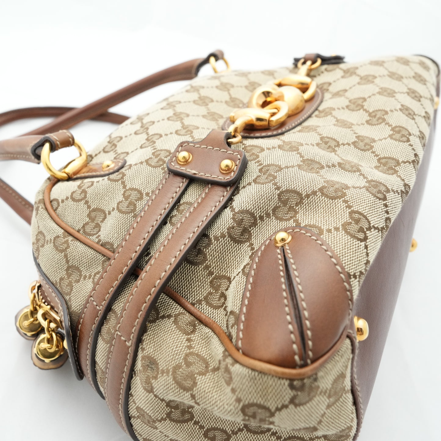 GUCCI GG Canvas Bamboo Shoulder Bag