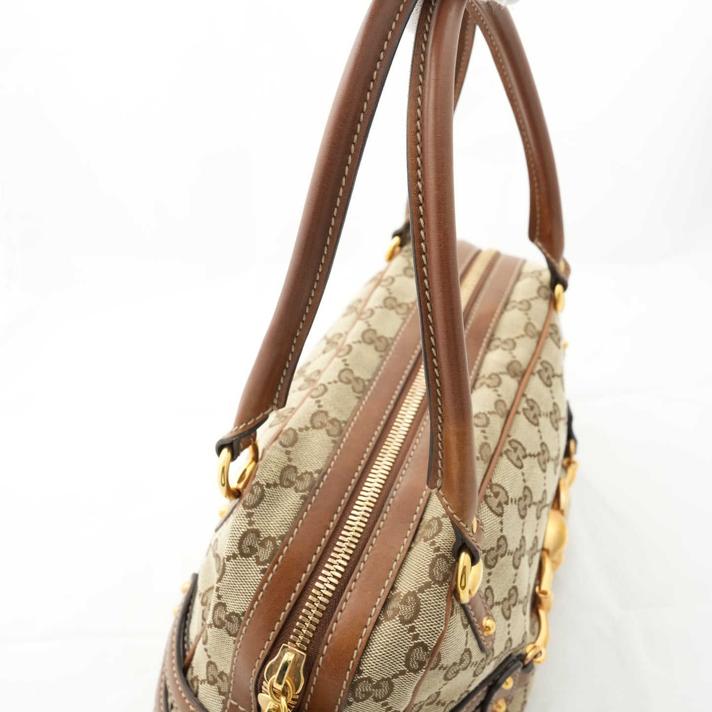 GUCCI GG Canvas Bamboo Shoulder Bag