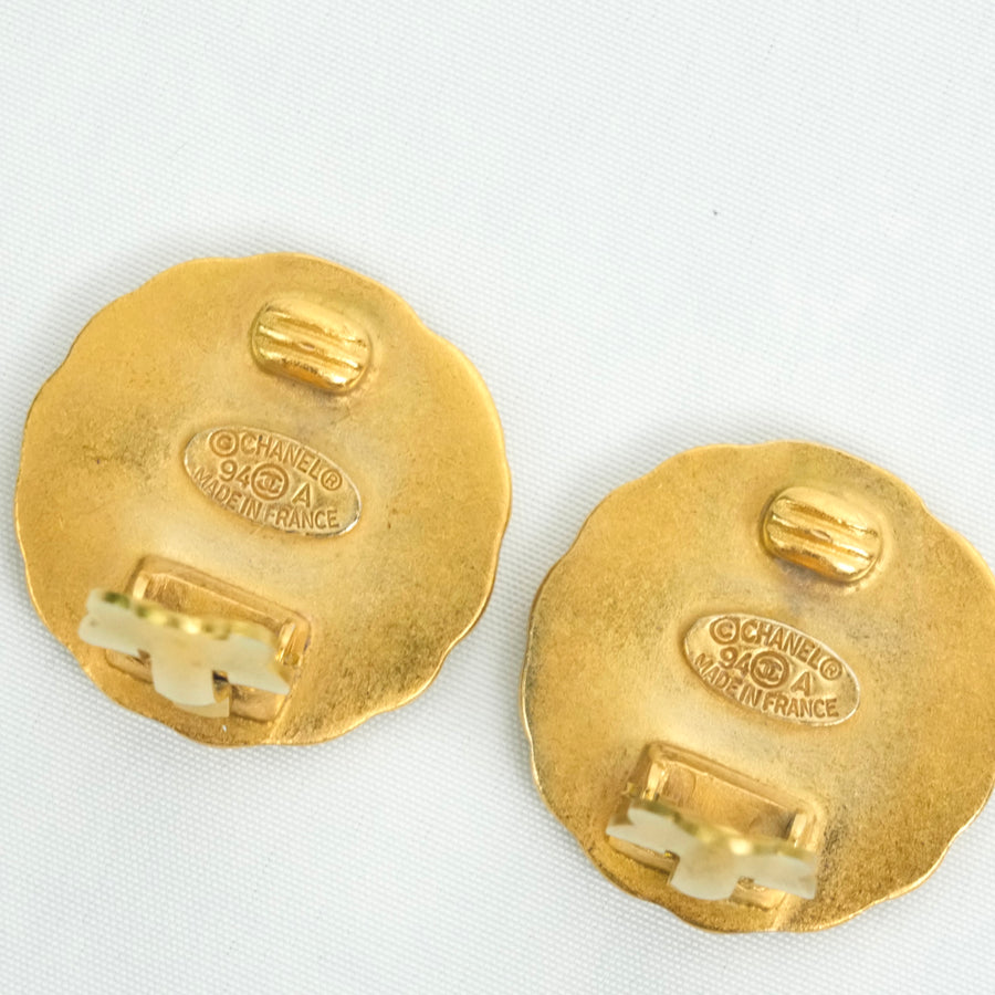 CHANEL Button Coco Mark Earrings