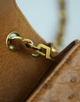 CHANEL 1986-1988 Chain with Push Lock Large Coco Ostrich Leather Shoulder Bag