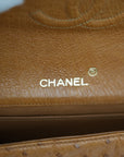 CHANEL 1986-1988 Chain with Push Lock Large Coco Ostrich Leather Shoulder Bag