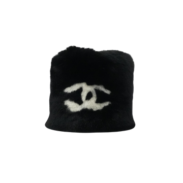 CHANEL Coco Mark Rabbit Fur Wristband Bracelet