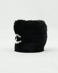 CHANEL Coco Mark Rabbit Fur Wristband Bracelet