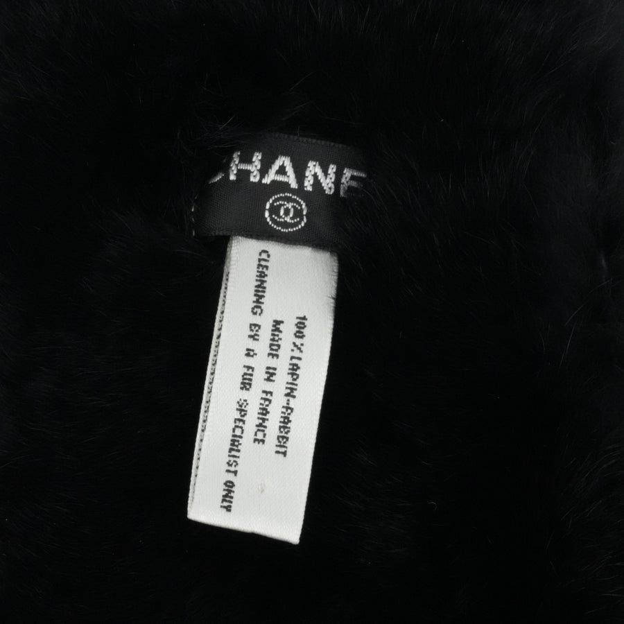 CHANEL Coco Mark Rabbit Fur Wristband Bracelet