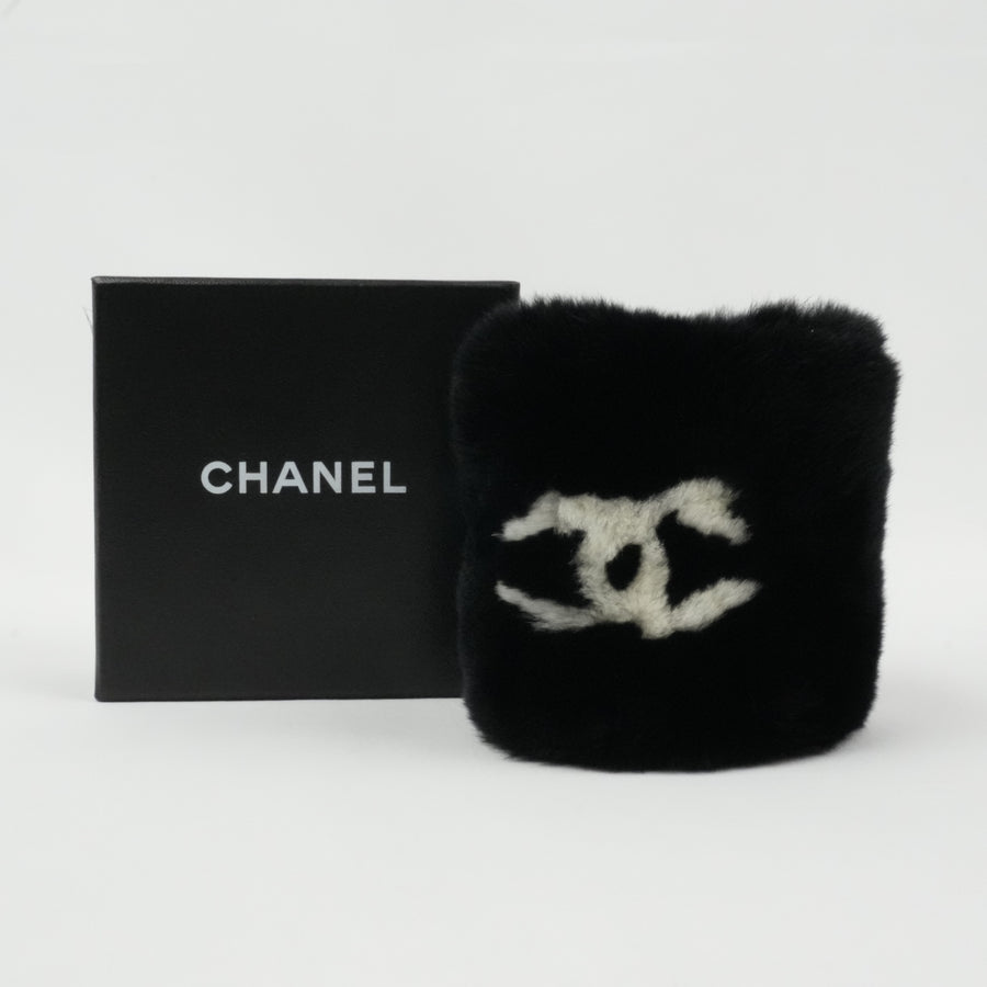 CHANEL Coco Mark Rabbit Fur Wristband Bracelet