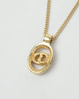 CHRISTIAN DIOR CD Oval Shape Logo Necklace