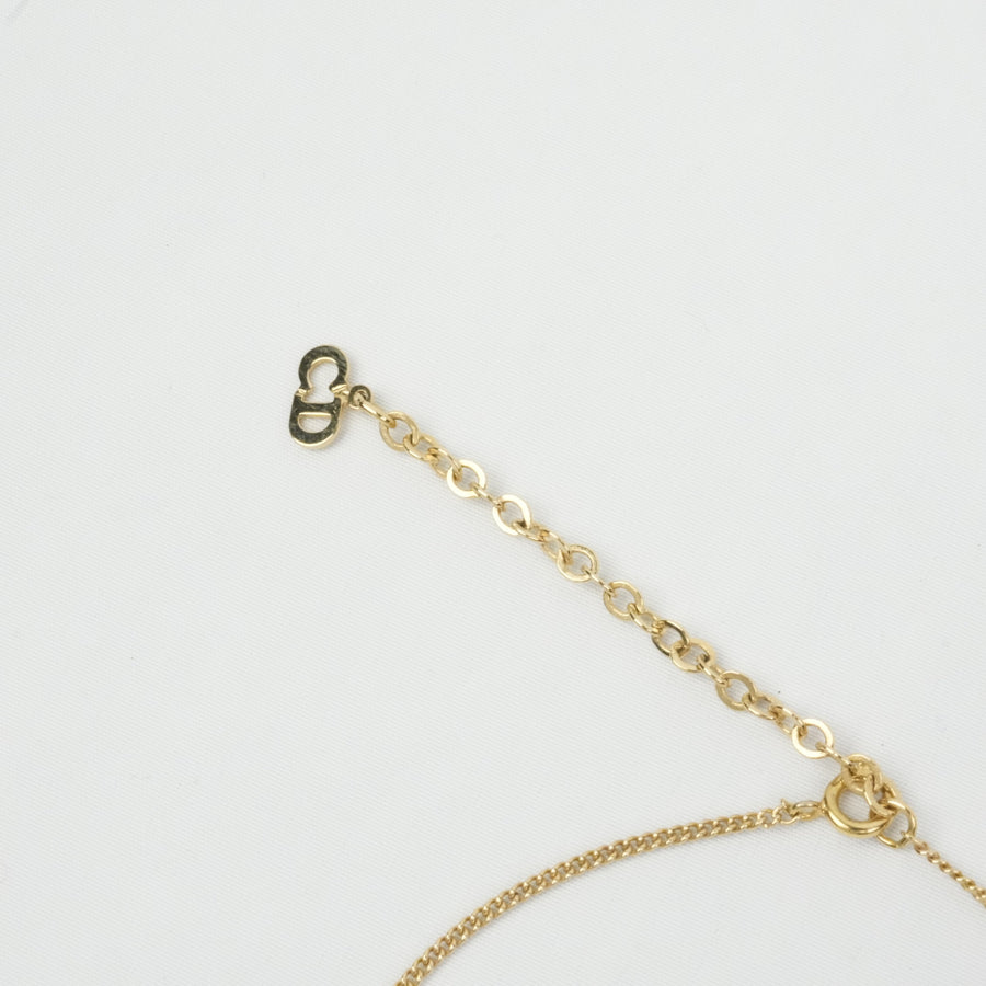 CHRISTIAN DIOR CD Oval Shape Logo Necklace