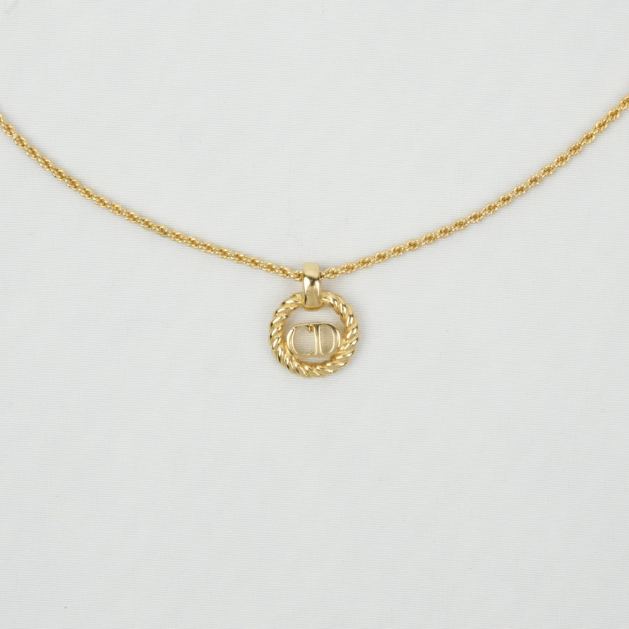CHRISTIAN DIOR CD Logo Round Circle Necklace