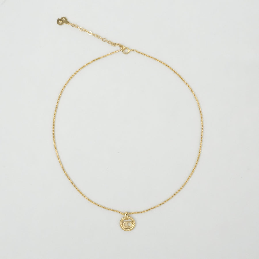 CHRISTIAN DIOR CD Logo Round Circle Necklace