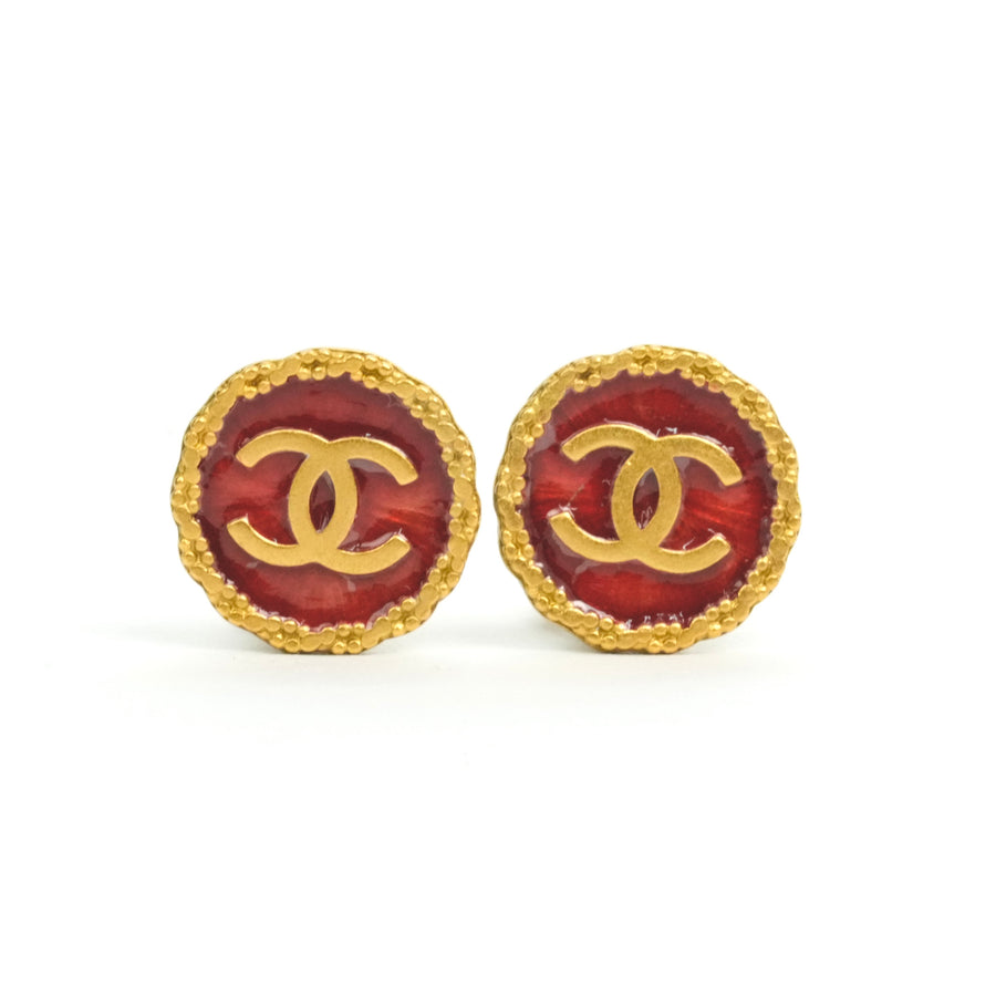 CHANEL Button Coco Mark Earrings