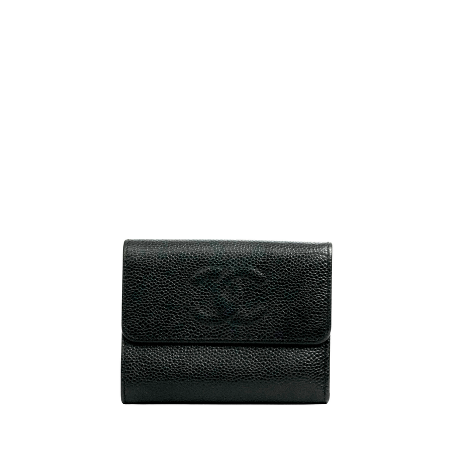 CHANEL 2003–2004 Caviar Leather Tri-Fold Wallet