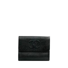 CHANEL 2003–2004 Caviar Leather Tri-Fold Wallet