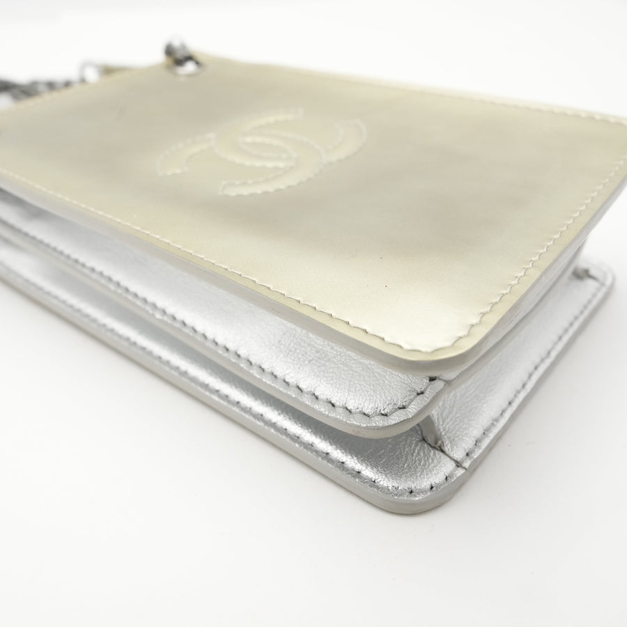 CHANEL 2014 Coco Mark Chain Metallic Leather Shoulder Bag