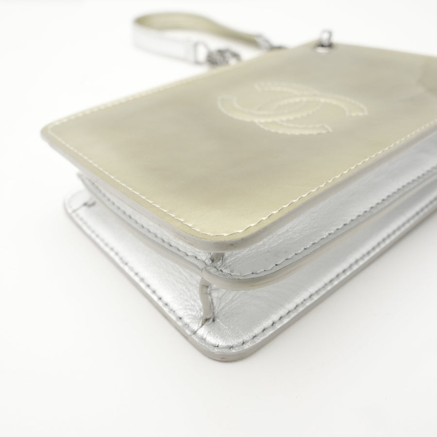 CHANEL 2014 Coco Mark Chain Metallic Leather Shoulder Bag