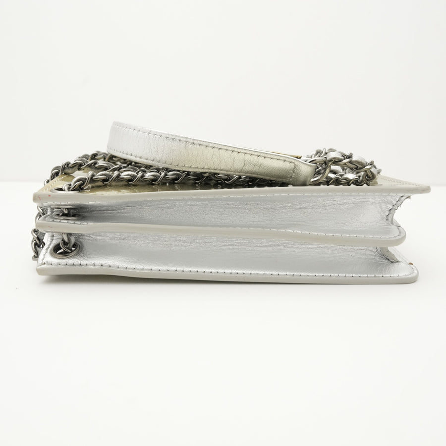CHANEL 2014 Coco Mark Chain Metallic Leather Shoulder Bag