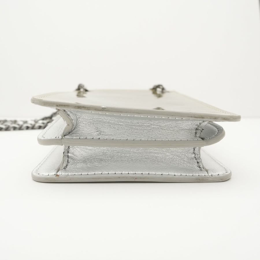 CHANEL 2014 Coco Mark Chain Metallic Leather Shoulder Bag