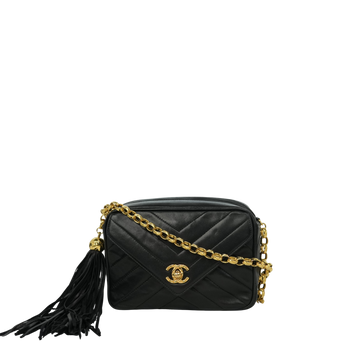 CHANEL 1991-1994 With No. 2 V-Stick, Coco Mark, Lambskin Shoulder Bag