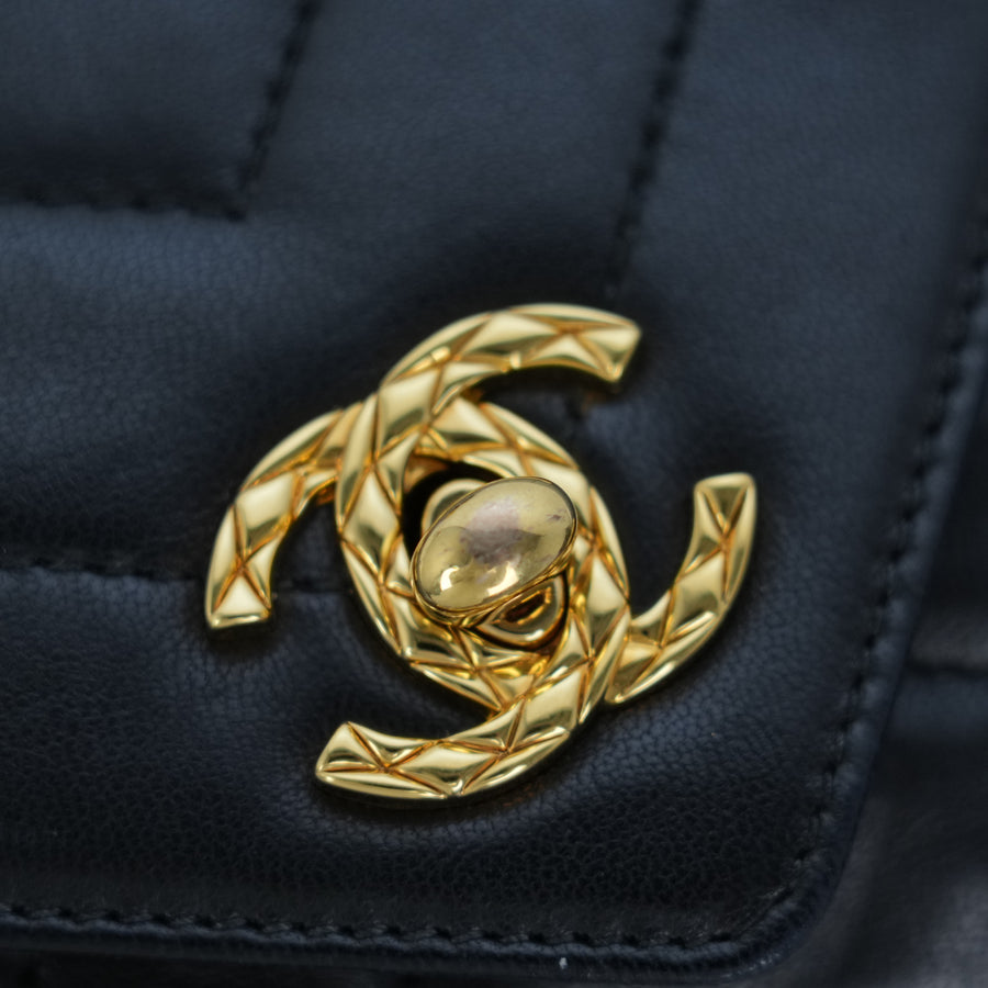 CHANEL 1991-1994 With No. 2 V-Stick, Coco Mark, Lambskin Shoulder Bag