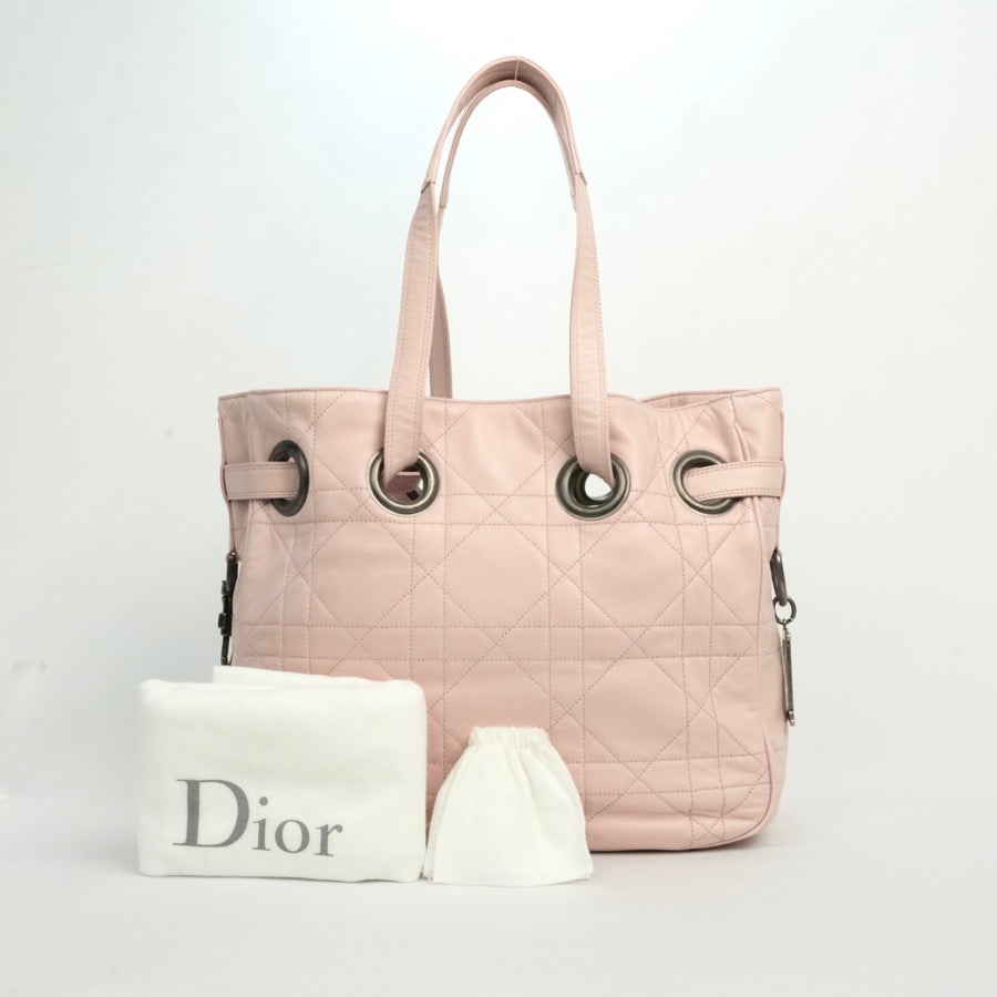 CHRISTIAN DIOR Cannage Stitch Tote Bag/Shoulder Bag