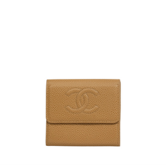 CHANEL 2003–2004 Coco Mark Caviar Leather Tri-Fold Wallet