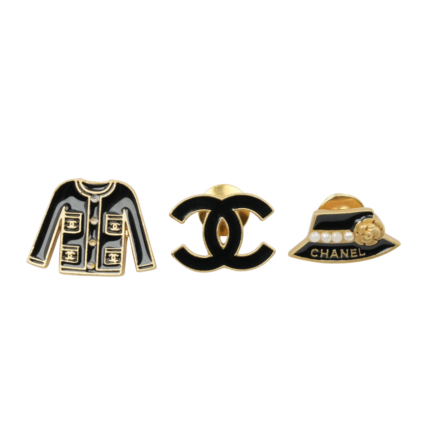 CHANEL 2002 Pin Brooch 3-Piece Se