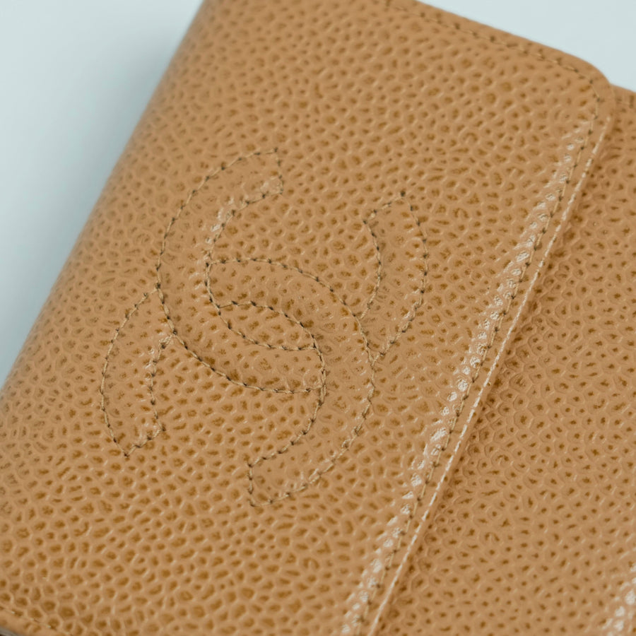 CHANEL 2003–2004 Coco Mark Caviar Leather Tri-Fold Wallet