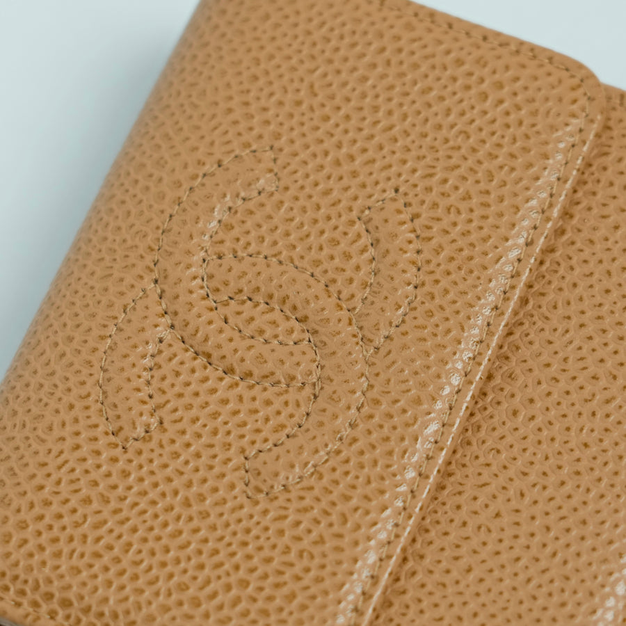 CHANEL 2003–2004 Coco Mark Caviar Leather Tri-Fold Wallet