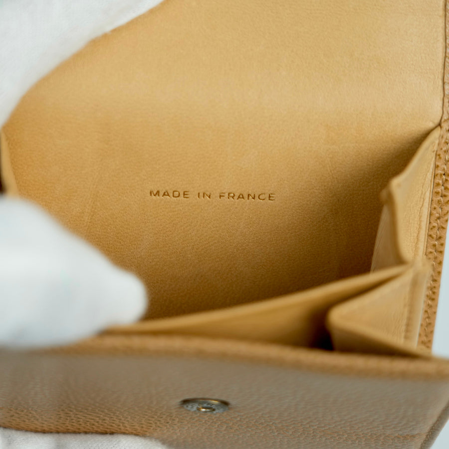 CHANEL 2003–2004 Coco Mark Caviar Leather Tri-Fold Wallet