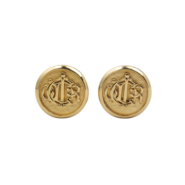 CHRISTIAN DIOR Emblem Round Circle Earring