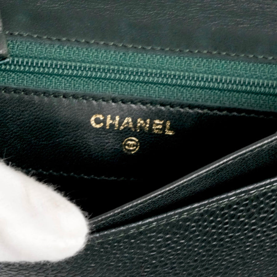 CHANEL 1996–1997 Coco Mark Caviar Leather Bi-Fold Long Wallet