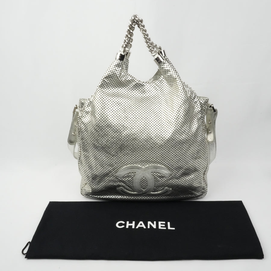 CHANEL 2008-2009 Punched Leather Handbag/Shoulder Bag 2Way