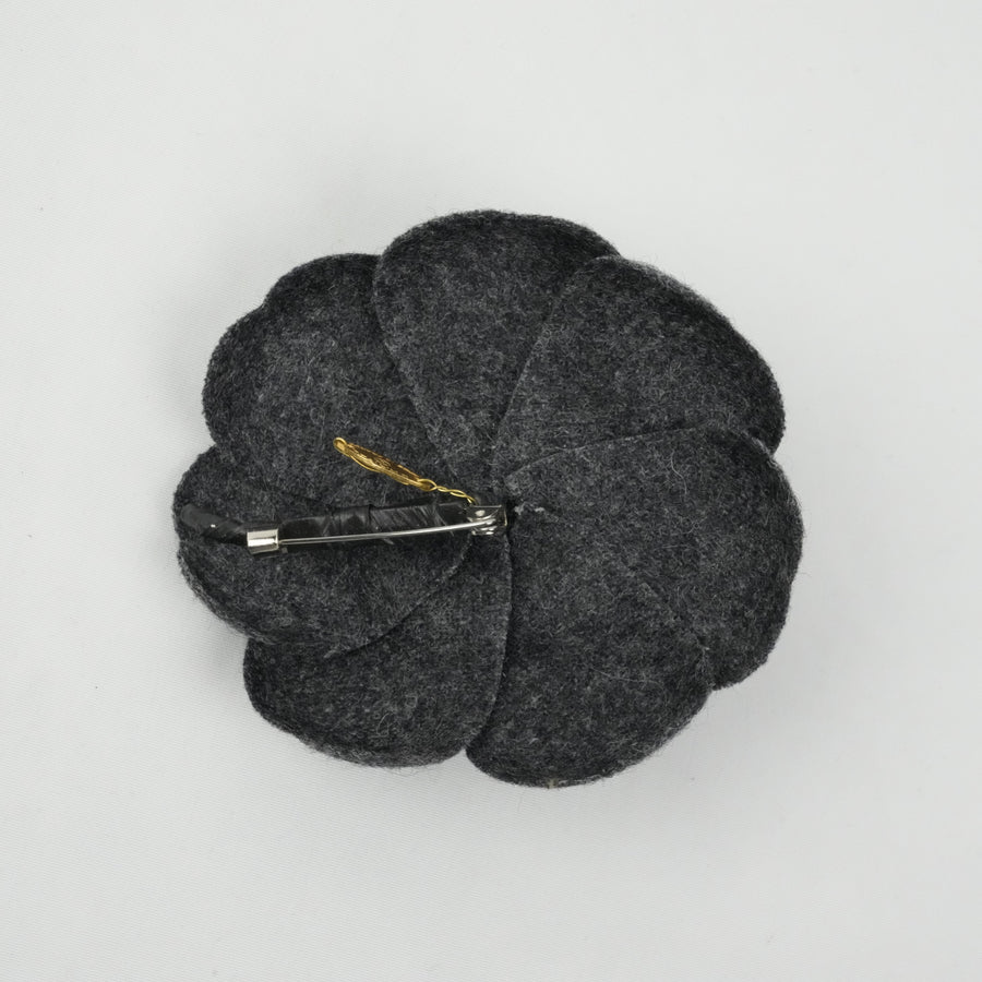 CHANEL Felt Camellia Brooch