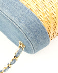 CHANEL 1997-1999 Denim with Rattan Shoulder Bag