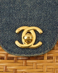 CHANEL 1997-1999 Denim with Rattan Shoulder Bag