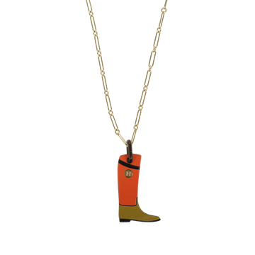 HERMES Buffalo Horn Boots Necklace