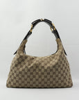 GUCCI  Canvas Leather Brown With Gold Hardware  Shoulder Bag