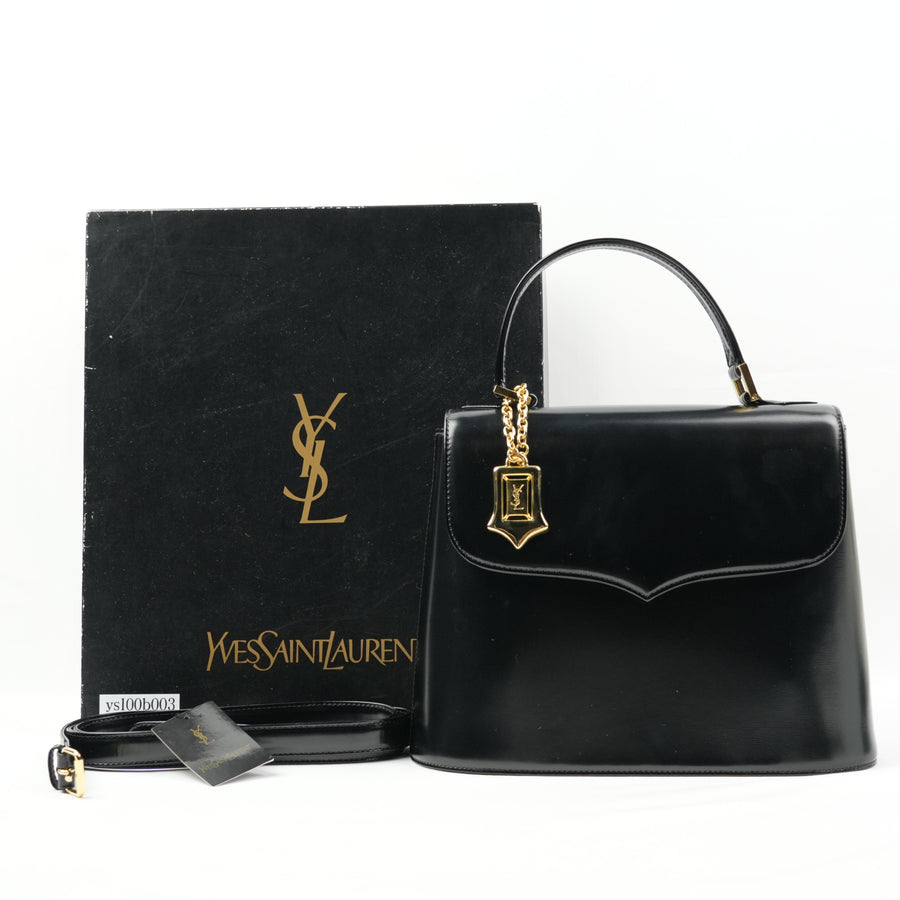 YVES SAINT LAURENT Leather Black Gold Handbag