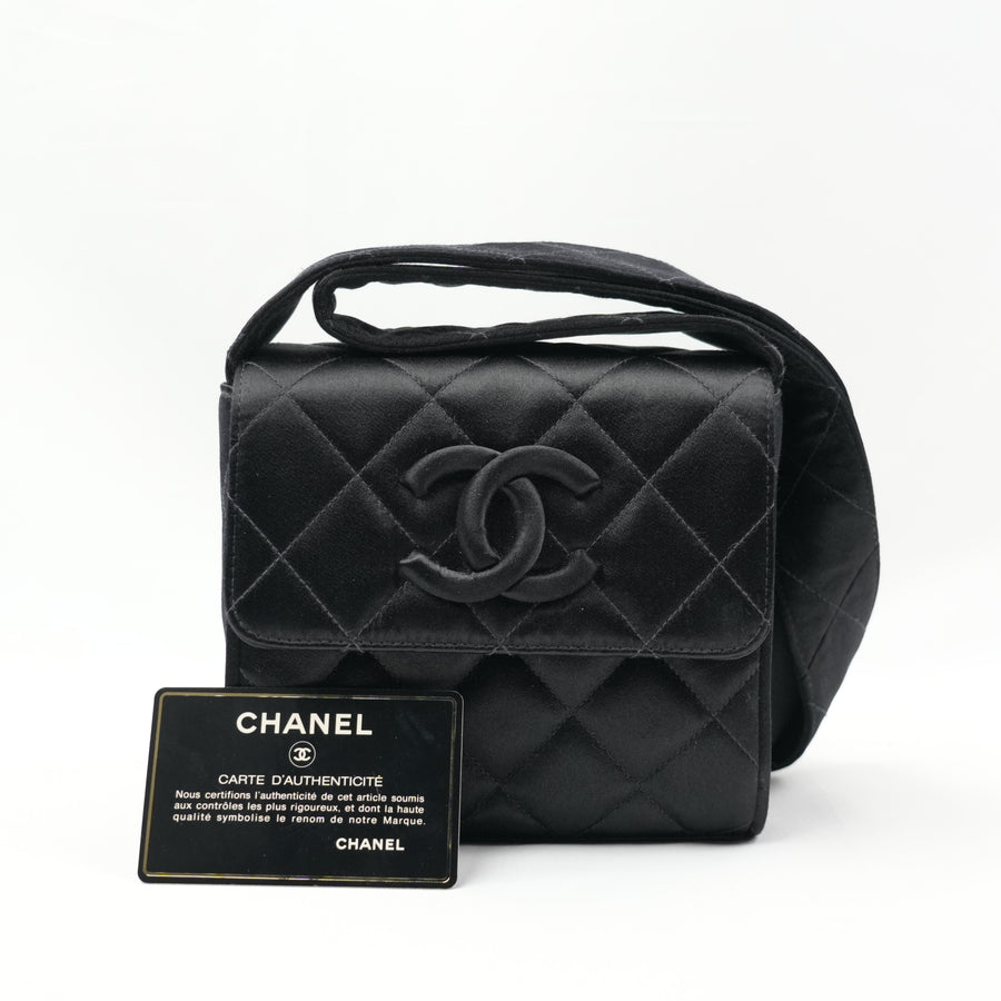 CHANEL 1991-1994 Mini MatelasseSatin Shoulder bag