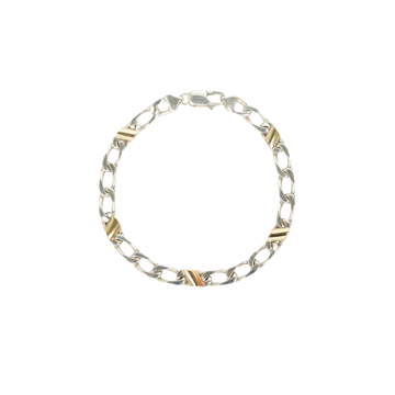 TIFFANY & CO. SV925 K18YG Combo Figaro Chain Bracelet