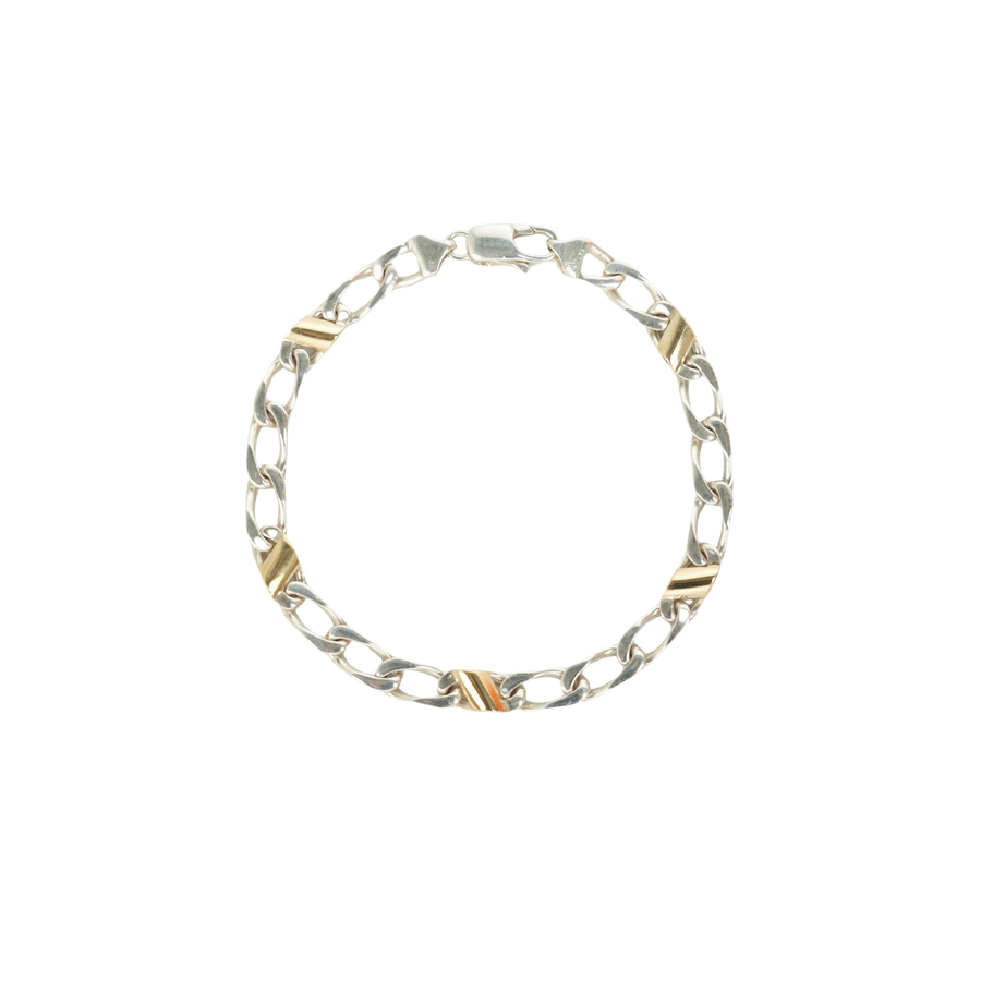 TIFFANY & CO. SV925 K18YG Combo Figaro Chain Bracelet