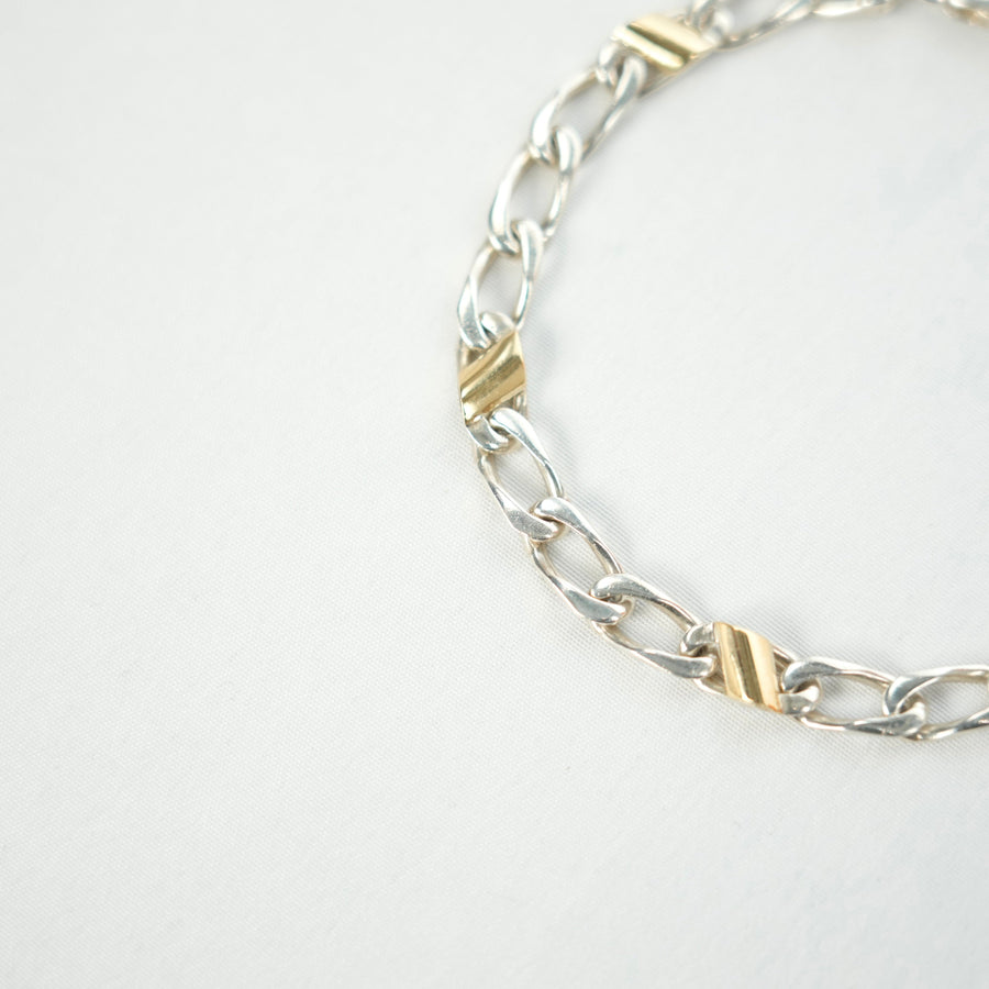 TIFFANY & CO. SV925 K18YG Combo Figaro Chain Bracelet