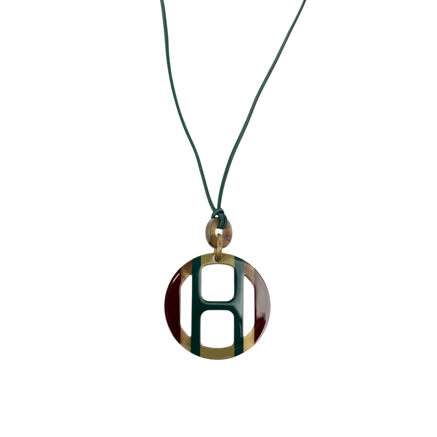 HERMES H Equip Buffalo Horn Lacquer Necklace