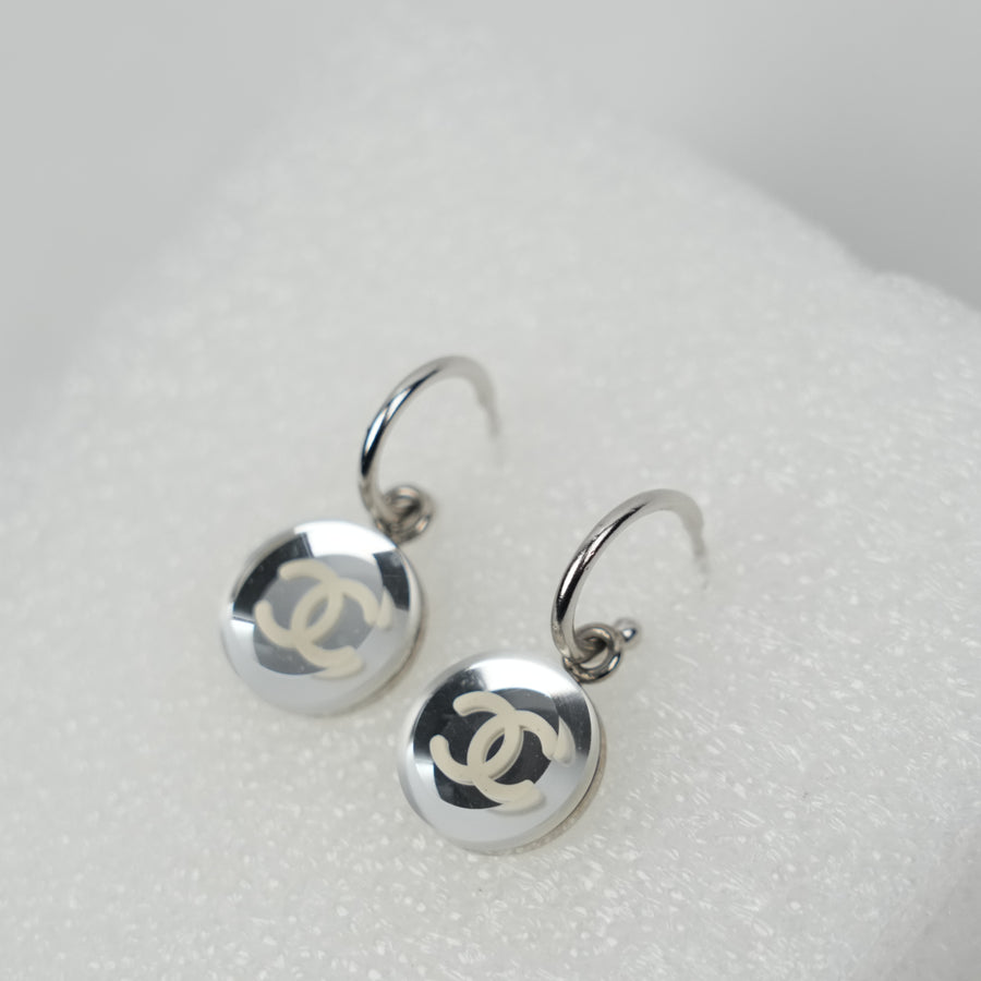 CHANEL 2003 Studs Silver Coco Mark  Earring