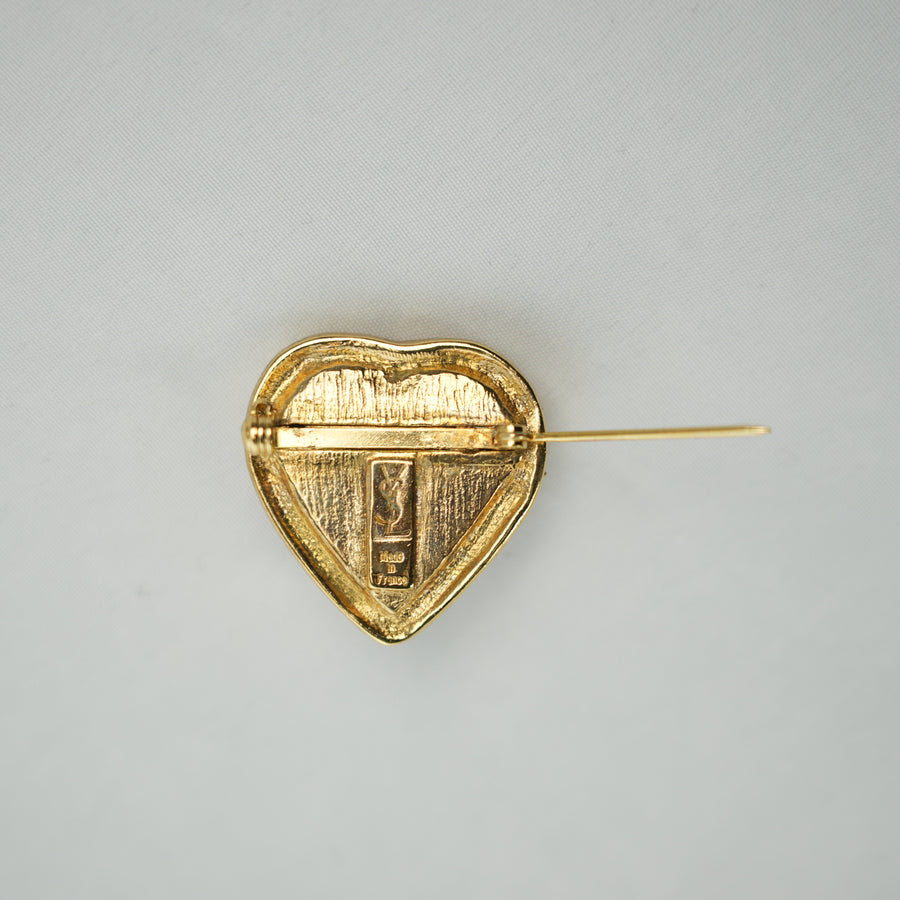 YVES SAINT LAURENT Stone Red Heart Brooch