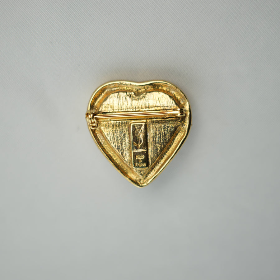 YVES SAINT LAURENT Stone Red Heart Brooch