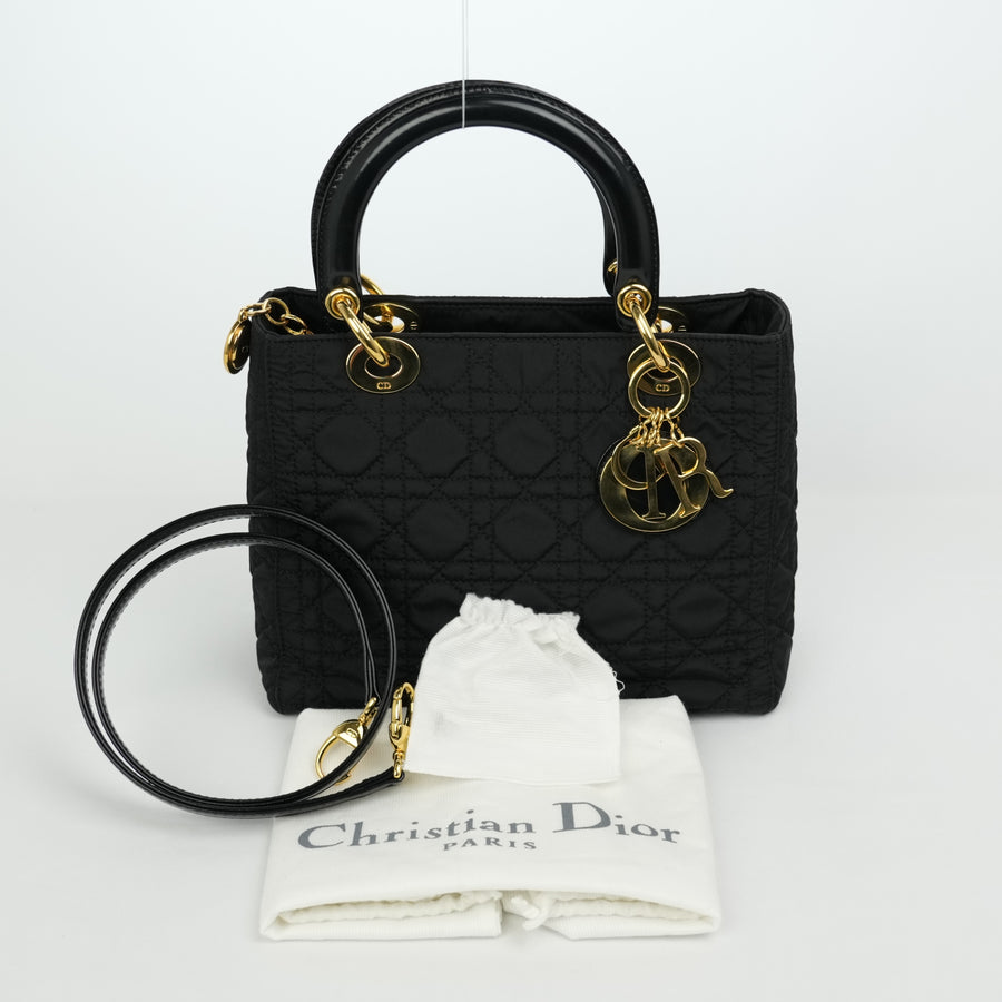 CHRISTIAN DIOR Lady Dior Medium Handbag / Shoulder bag 2Way