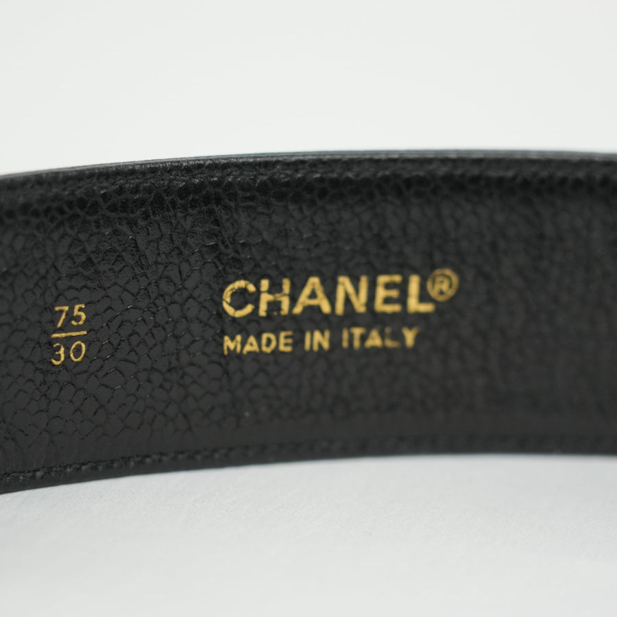 CHANEL Coco Mark Chain Caviar Leather Buckle Belt