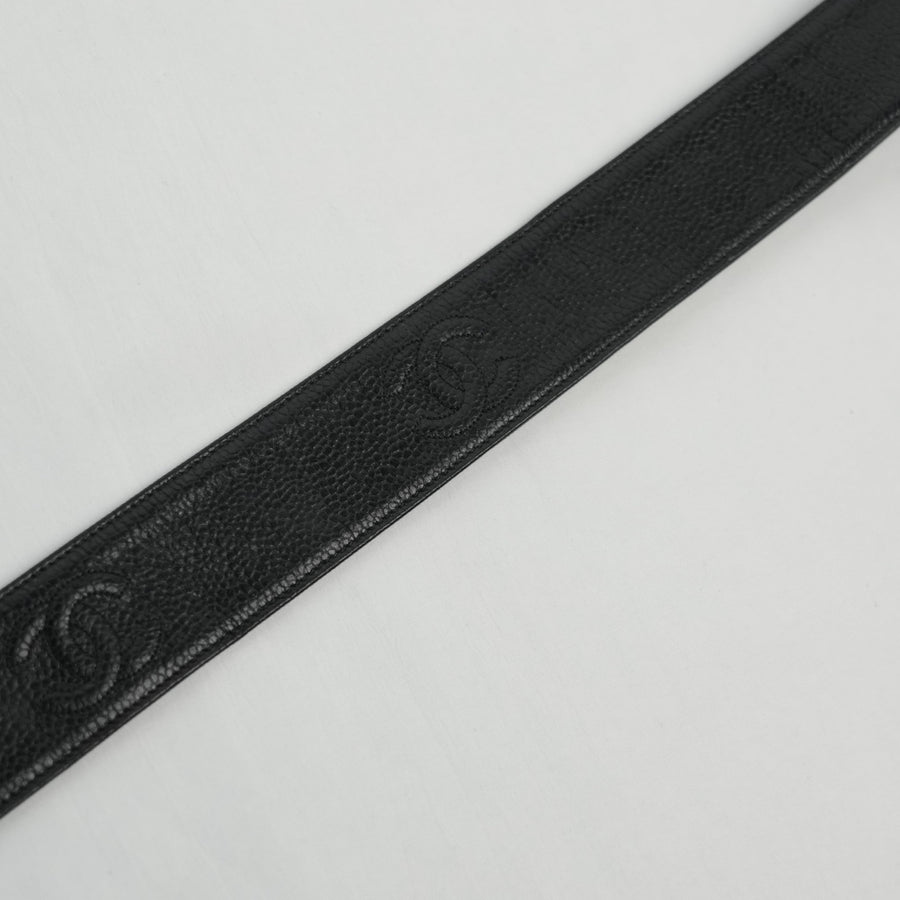 CHANEL Coco Mark Chain Caviar Leather Buckle Belt